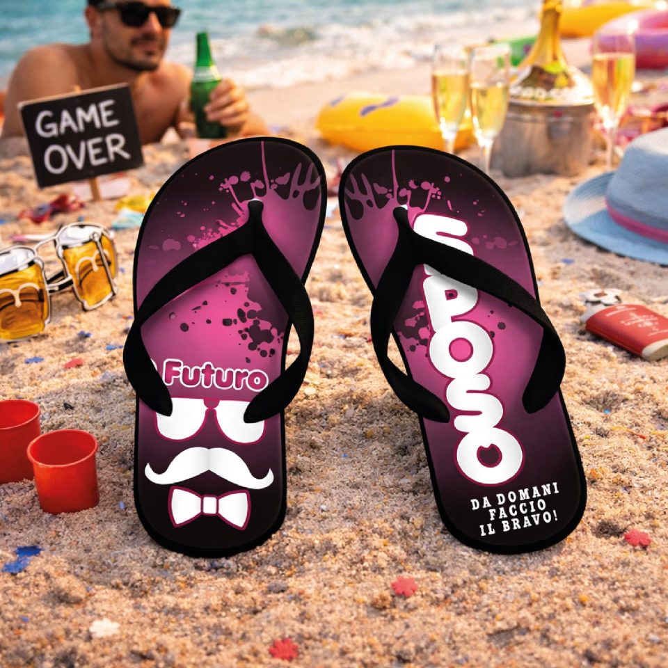 Infradito Uomo per Addio al Celibato Uomo Matrimonio Sposi Eventi Spa Spiaggia Mare Ciabatte ''FUTURO SPOSO OCCHIALI'' 36 37 38 39 40 41 42 43 44 45