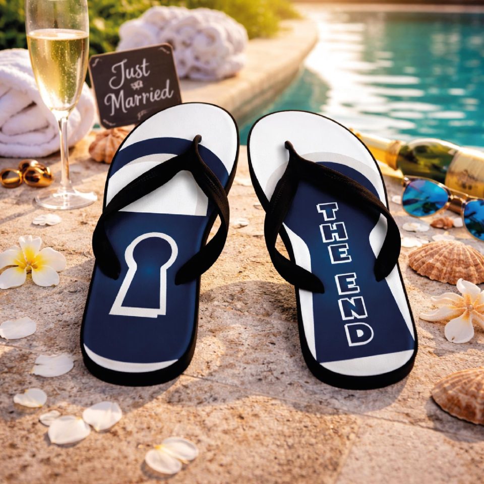 Infradito Uomo per Addio al Celibato Uomo Matrimonio Sposi Eventi Spa Spiaggia Mare Ciabatte THE END 36 37 38 39 40 41 42 43 44 45