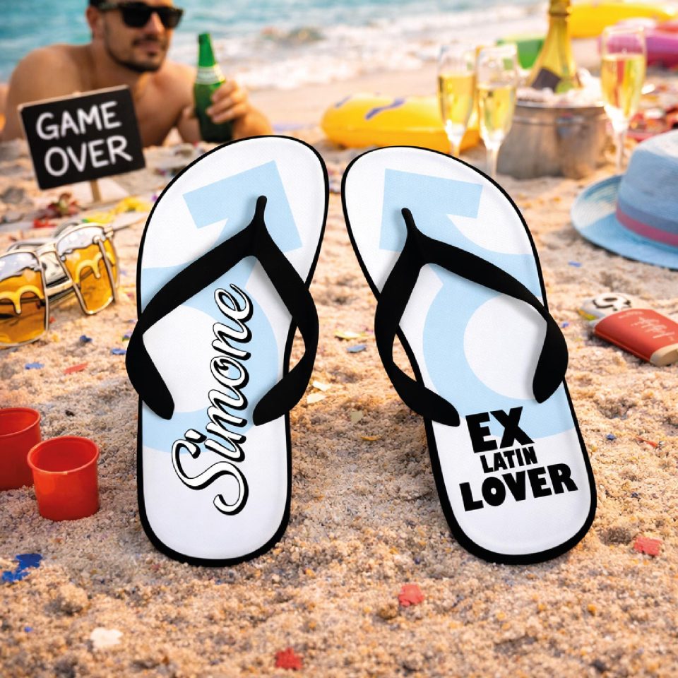 Infradito Uomo per Addio al Celibato Uomo Matrimonio Sposi Eventi Spa Spiaggia Mare Ciabatte ''LATIN LOVER'' 36 37 38 39 40 41 42 43 44 45