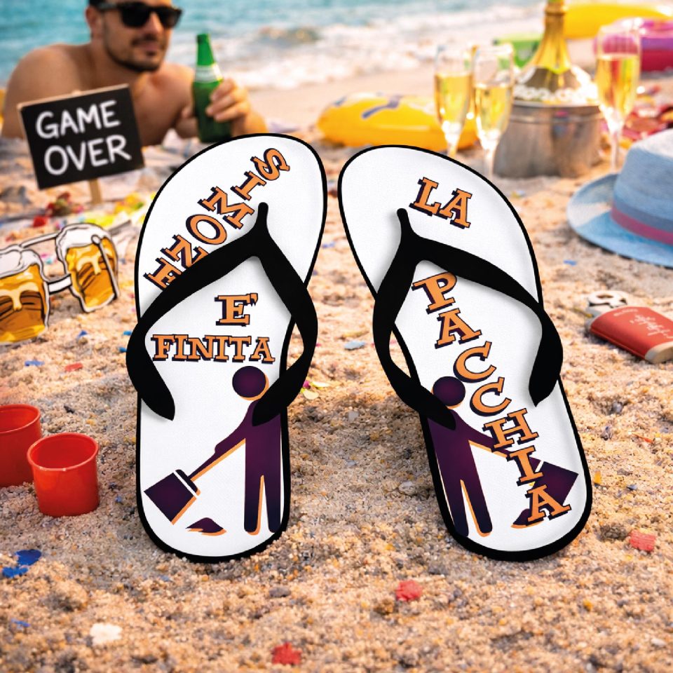 Infradito Uomo per Addio al Celibato Uomo Matrimonio Sposi Eventi Spa Spiaggia Mare Ciabatte FINITA LA PACCHIA'' 36 37 38 39 40 41 42 43 44 45