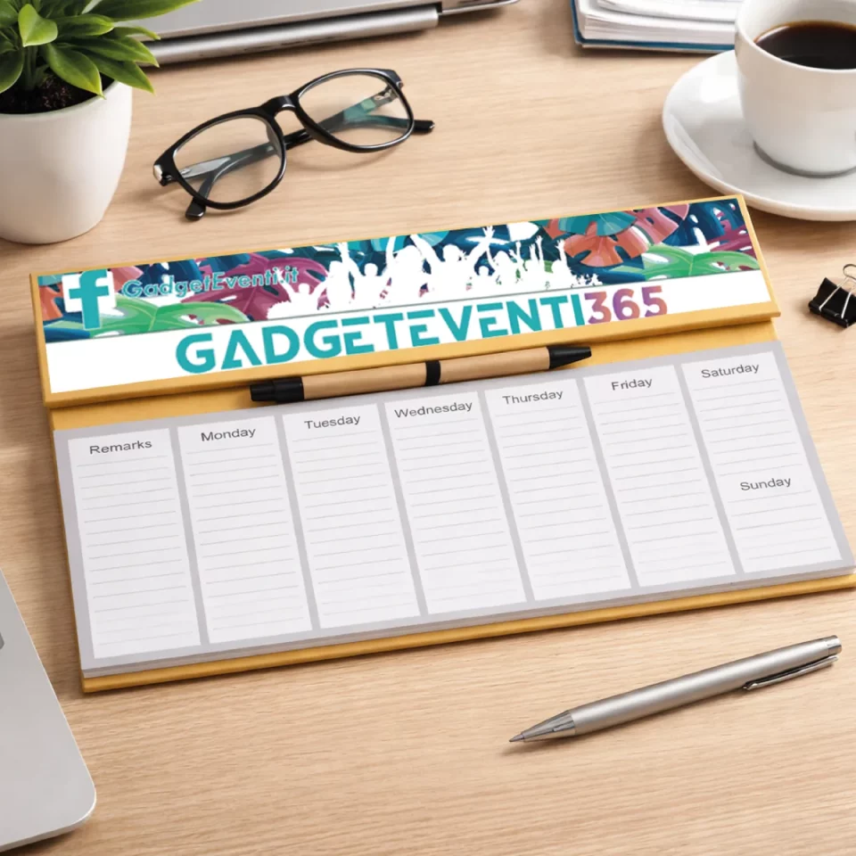 Planner Settimanale da Scrivania Personalizzato con Post-it e Penna Ecologica