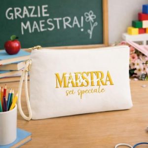 POCHETTE MAESTRA BIANCA RICAMO ''SPECIALE''