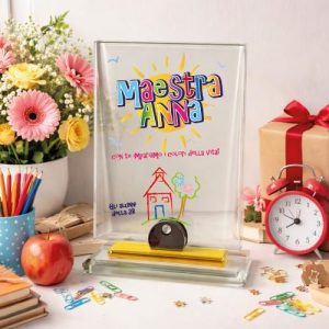 TARGA CRISTALLO MAESTRA ''COLORI DELLA VITA''