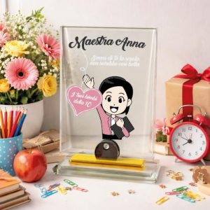 TARGA CRISTALLO MAESTRA ''SENZA DI TE''