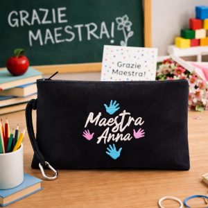 POCHETTE MAESTRA NERA RICAMO ''MANINE''