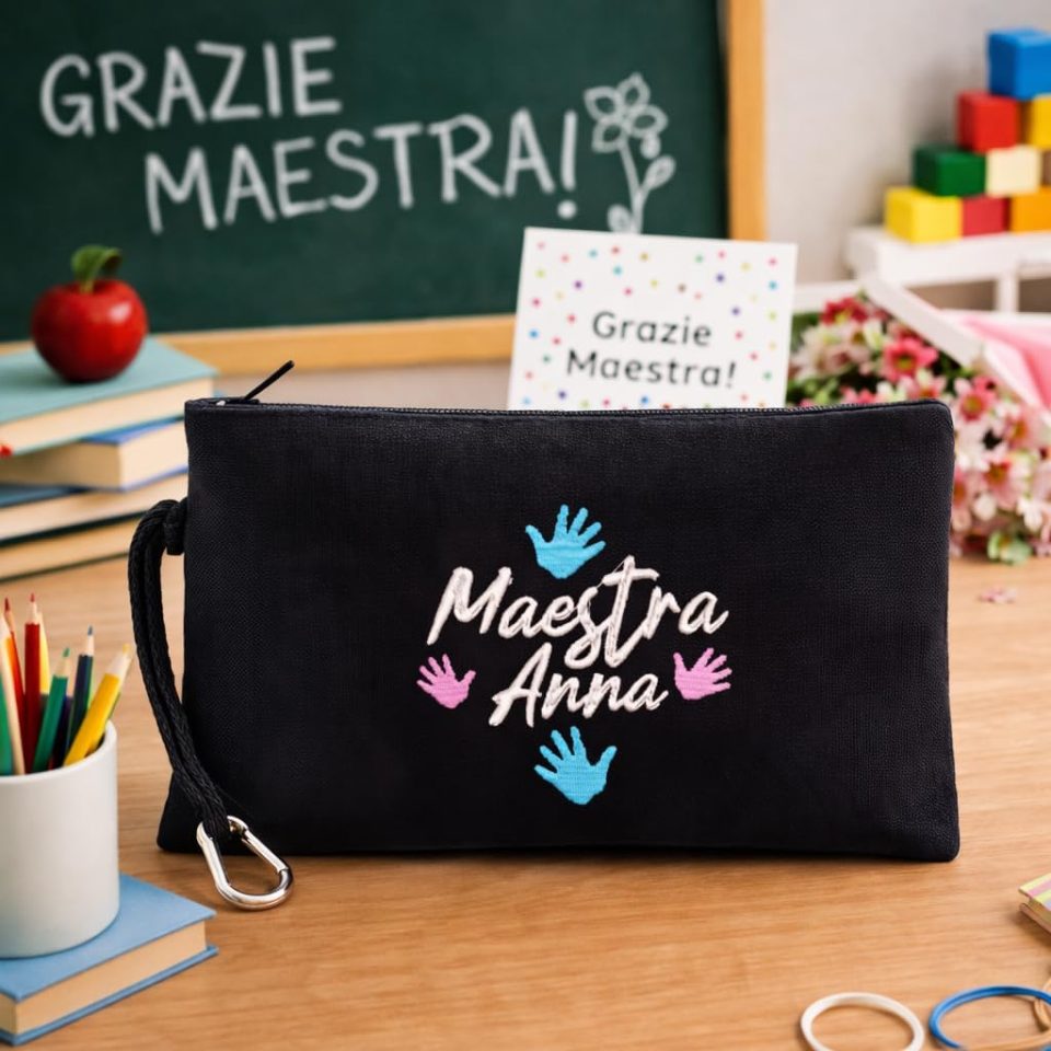 POCHETTE MAESTRA NERA RICAMO ''MANINE''