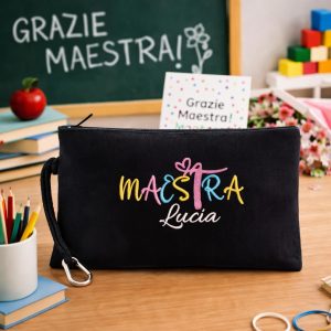 POCHETTE MAESTRA NERA RICAMO ''SKETCH''