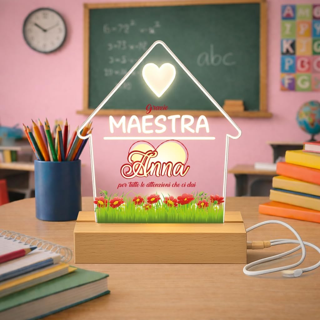 LAMPADA LED CASA ''ATTENZIONI'' MAESTRA