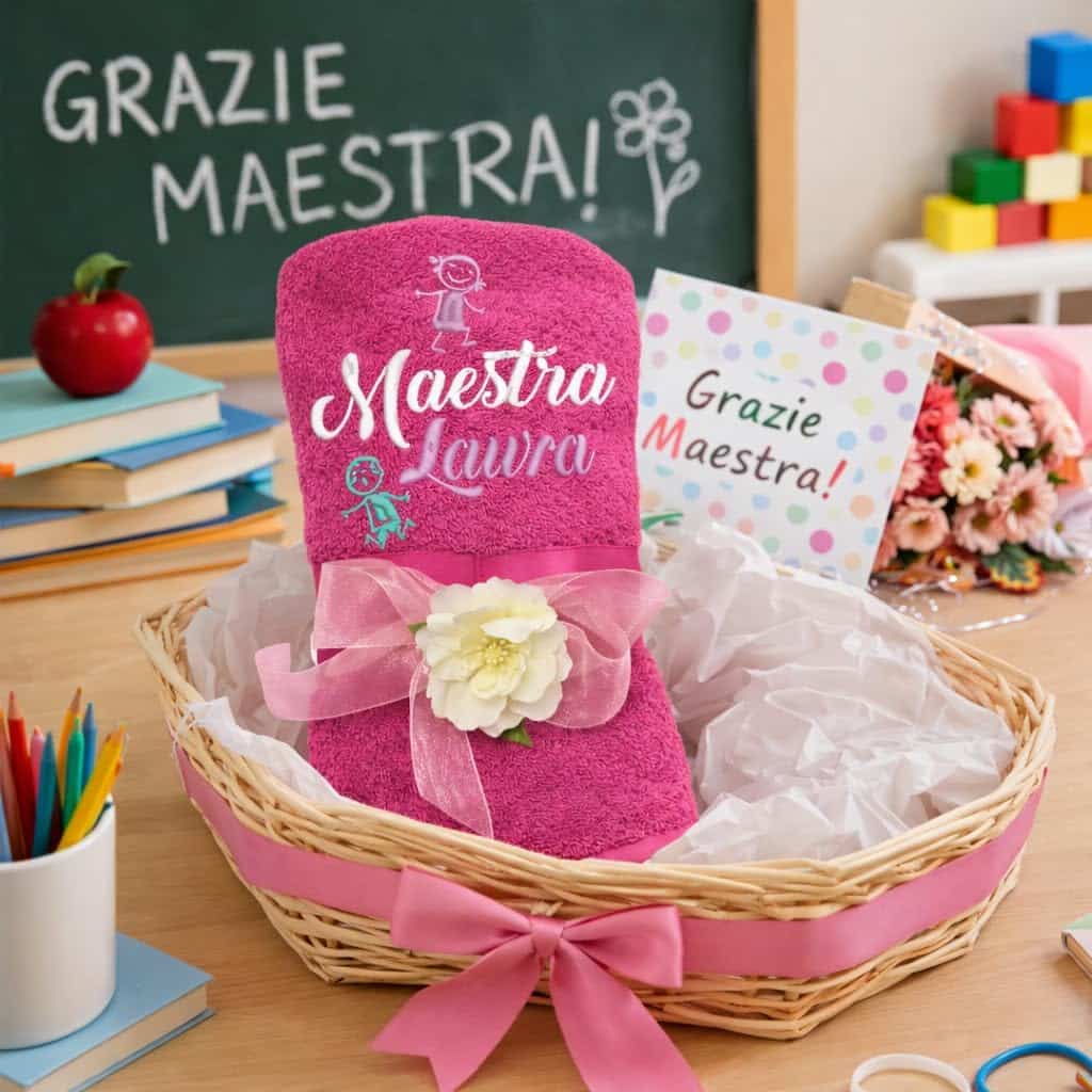 TELO BAGNO MAESTRA FUCSIA ''DISEGNI''