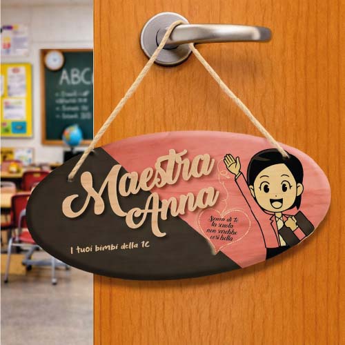Targhetta Fuori Porta in Legno Personalizzato ''SENZA DI TE'' idea regalo di classe fine anno scolastico Maestra asilo nido, scuola materna, elementare infanzia