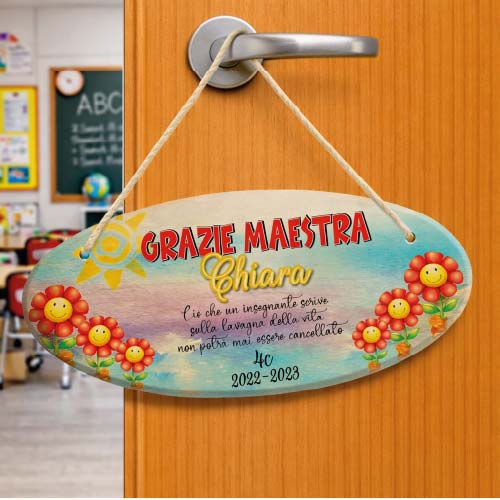 Targhetta Fuori Porta in Legno Personalizzato ''LAVAGNA DELLA VITA'' idea regalo di classe fine anno scolastico Maestra asilo nido, scuola materna, elementare infanzia