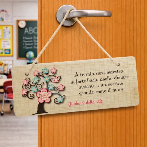 Targhetta Fuori Porta in Legno Personalizzato ''ALBERO DELLA VITA'' idea regalo di classe fine anno scolastico Maestra asilo nido, scuola materna, elementare infanzia