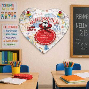 OROLOGIO IN LEGNO MAESTRA ''COCCINELLA '' CUORE