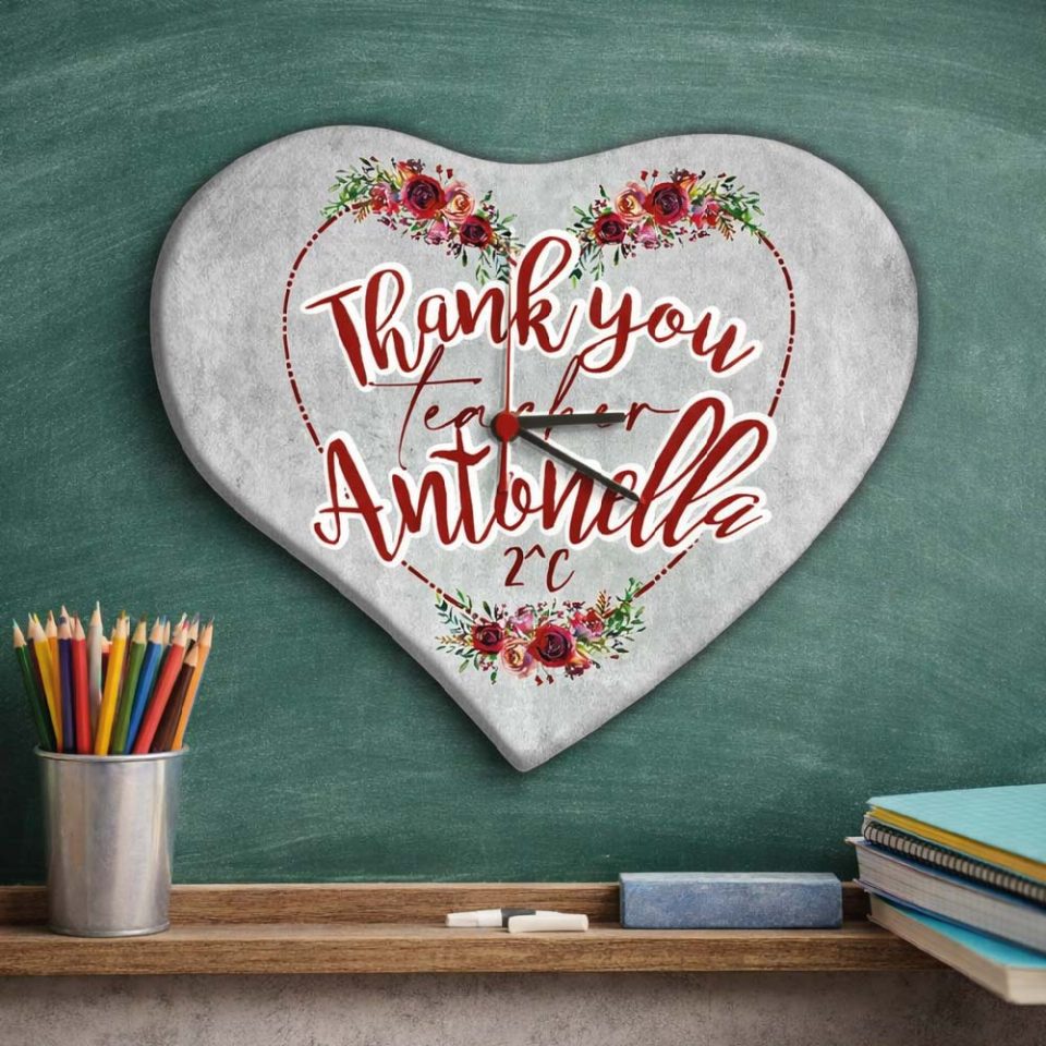 Orologio da parete in legno Personalizzato ''THANK YOU TEACHER'' idea regalo di classe fine anno scolastico Maestra asilo nido, scuola materna, elementare infanzia e primaria
