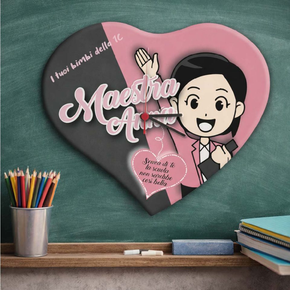 Orologio da parete in legno Personalizzato ''SENZA DI TE'' idea regalo di classe fine anno scolastico Maestra asilo nido, scuola materna, elementare infanzia e primaria