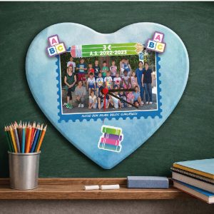 OROLOGIO IN LEGNO MAESTRA ''FOTO DI FINE ANNO'' CUORE