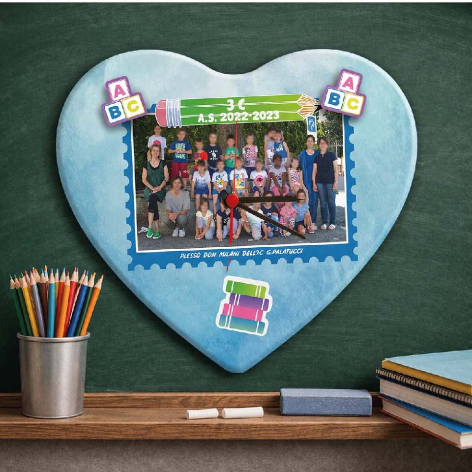 Orologio da parete in legno Personalizzato ''FOTO DI FINE ANNO'' idea regalo di classe fine anno scolastico Maestra asilo nido, scuola materna, elementare infanzia e primaria