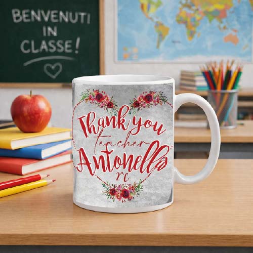 Tazza Mug in Ceramica Personalizzata ''THANK YOU TEACHER'' idea regalo di classe fine anno scolastico Maestra asilo nido, scuola materna, elementare infanzia e primaria