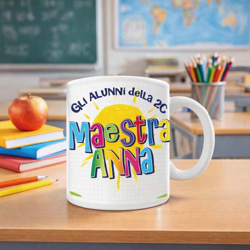 Tazza Mug in Ceramica Personalizzata ''COLORI DELLA VITA'' idea regalo di classe fine anno scolastico Maestra asilo nido, scuola materna, elementare infanzia e primaria