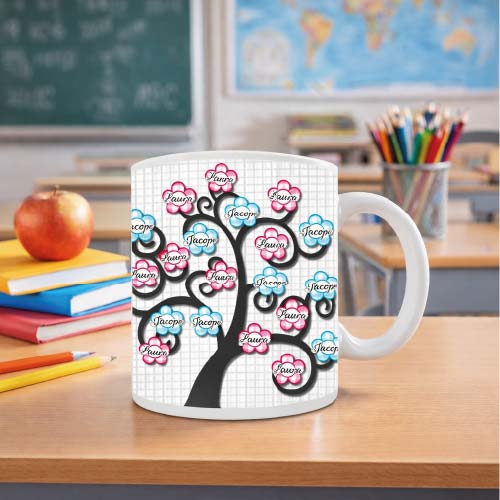 Tazza Mug in Ceramica Personalizzata ''ALBERO DELLA VITA'' idea regalo di classe fine anno scolastico Maestra asilo nido, scuola materna, elementare infanzia e primaria