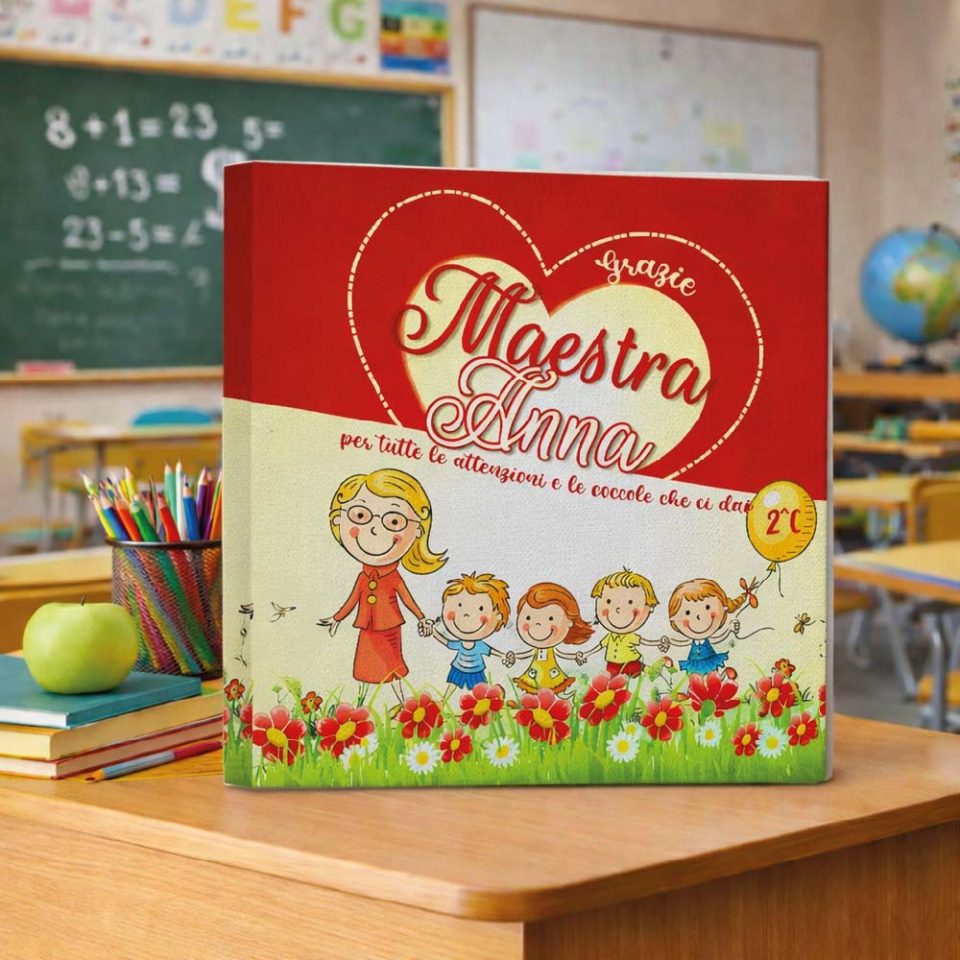 Tela Quadro in Canvas 40x40 cm ”LE TUE COCCOLE'' con telaio in legno, idea regalo di classe fine anno scolastico Maestra asilo nido, scuola materna, elementare infanzia e primaria