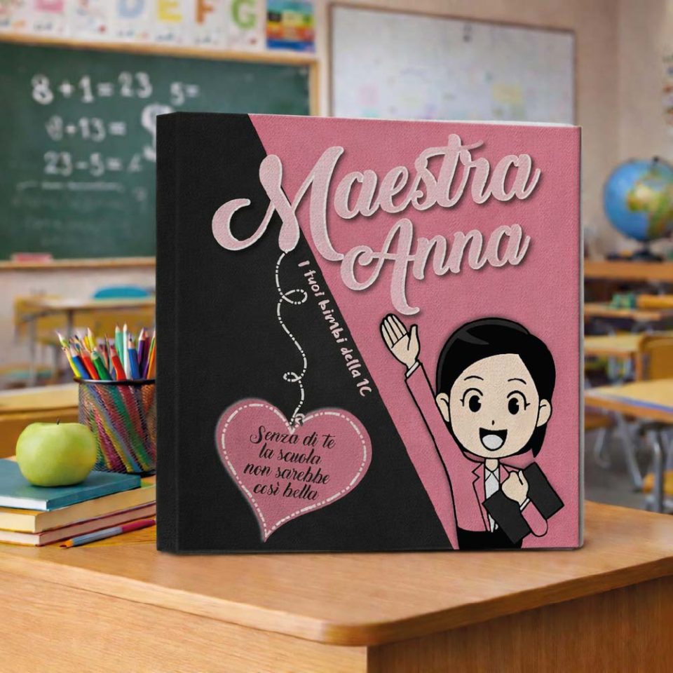 Tela Quadro in Canvas 40x40 cm ”SENZA TE'' con telaio in legno, idea regalo di classe fine anno scolastico Maestra asilo nido, scuola materna, elementare infanzia e primaria