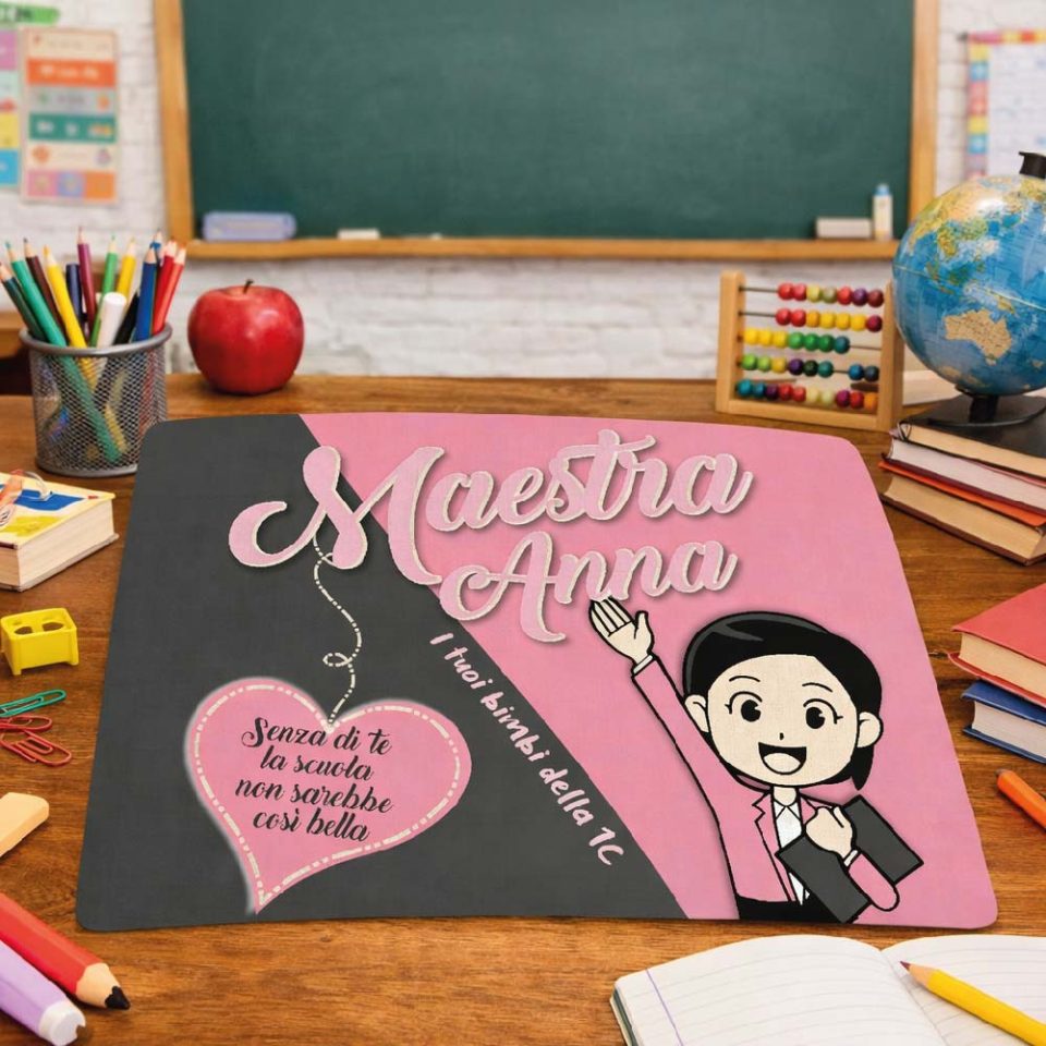 Tovaglietta colazione in Canvas Personalizzata ''SENZA DI TE'' idea regalo di classe fine anno scolastico Maestra asilo nido, scuola materna, elementare infanzia e primaria