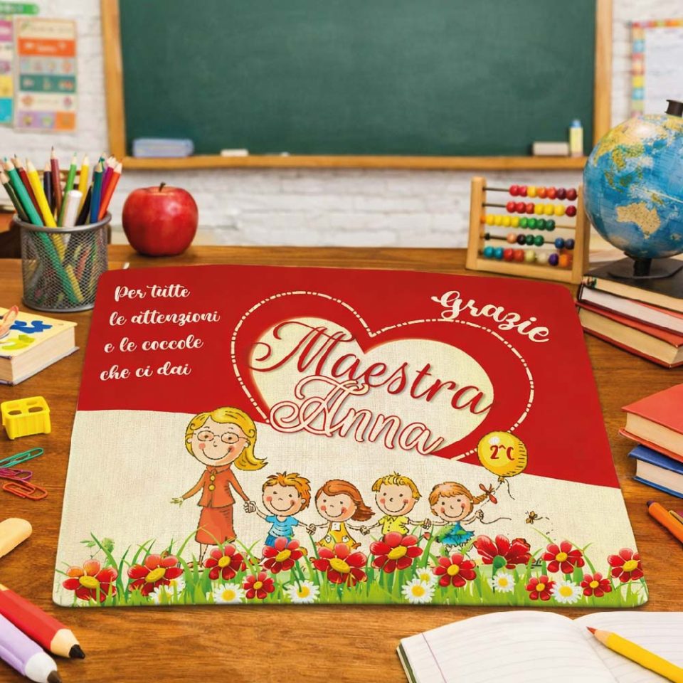 Tovaglietta colazione in Canvas Personalizzata ''LE TUE COCCOLE'' idea regalo di classe fine anno scolastico Maestra asilo nido, scuola materna, elementare infanzia e primaria