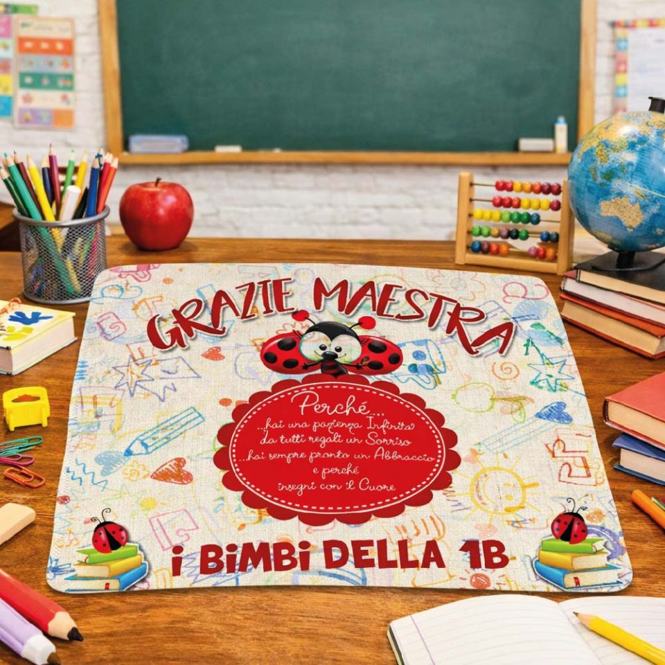 Tovaglietta colazione in Canvas Personalizzata ''COCCINELLA'' idea regalo di classe fine anno scolastico Maestra asilo nido, scuola materna, elementare infanzia e primaria