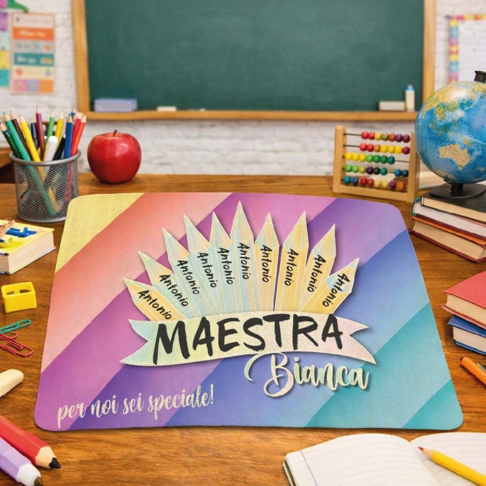 Tovaglietta colazione in Canvas Personalizzata ''PASTELLI'' idea regalo di classe fine anno scolastico Maestra asilo nido, scuola materna, elementare infanzia e primaria