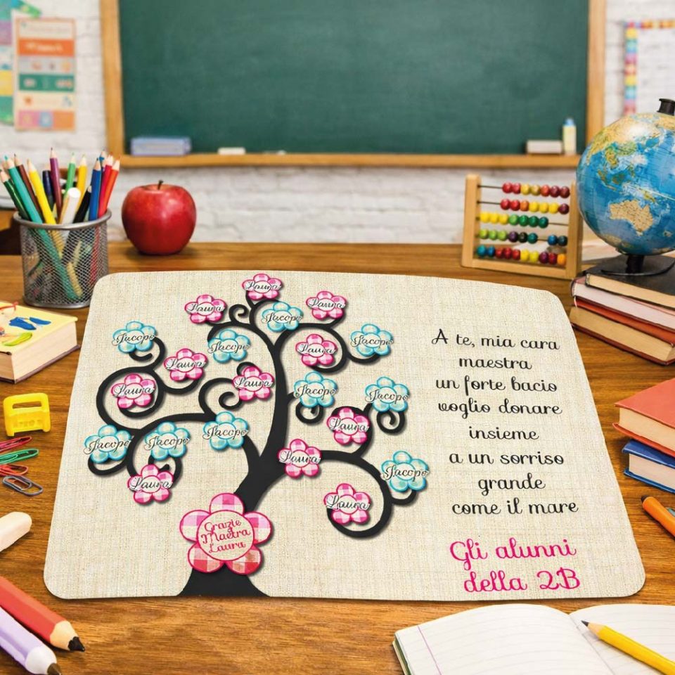 Tovaglietta colazione in Canvas Personalizzata ''ALBERO DELLA VITA'' idea regalo di classe fine anno scolastico Maestra asilo nido, scuola materna, elementare infanzia e primaria