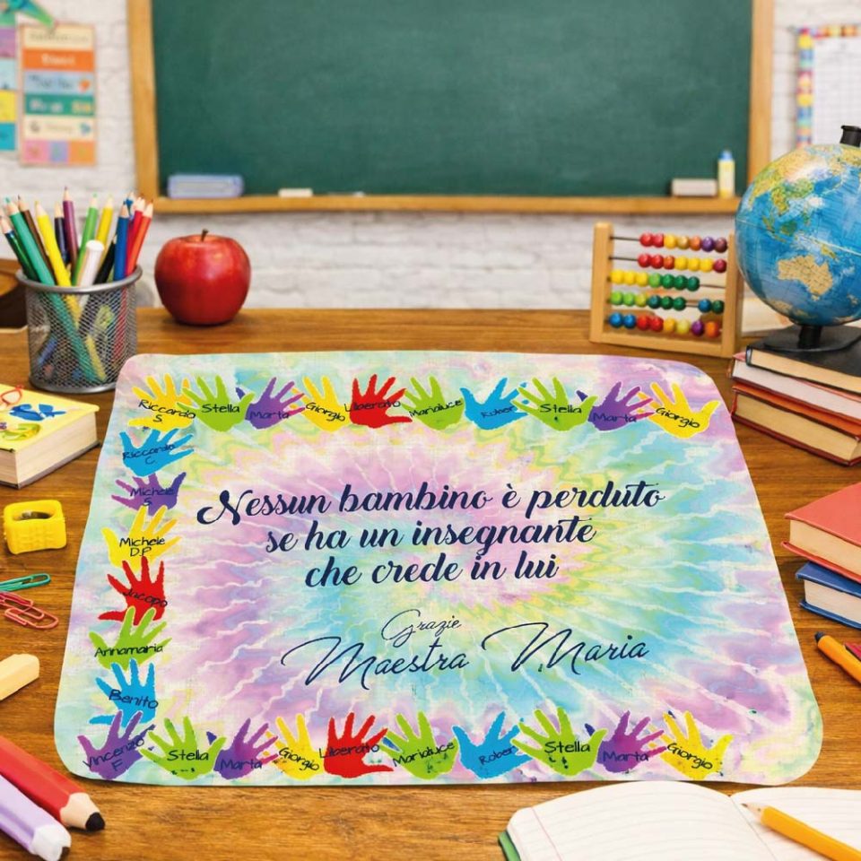 Tovaglietta colazione in Canvas Personalizzata ''MANINE'' idea regalo di classe fine anno scolastico Maestra asilo nido, scuola materna, elementare infanzia e primaria