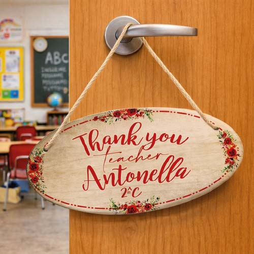 FUORIPORTA MAESTRA ''THANK YOU TEACHER'' OVALE