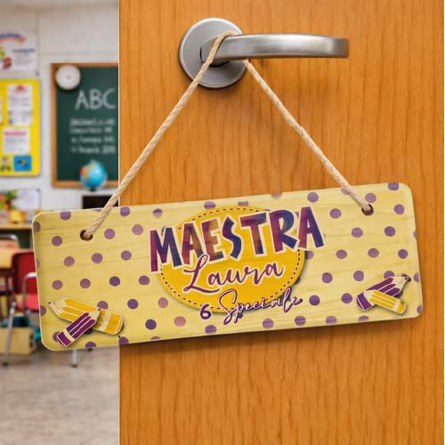 Targhetta Fuori Porta in Legno Personalizzato ''6 SPECIALE'' idea regalo di classe fine anno scolastico Maestra asilo nido, scuola materna, elementare infanzia