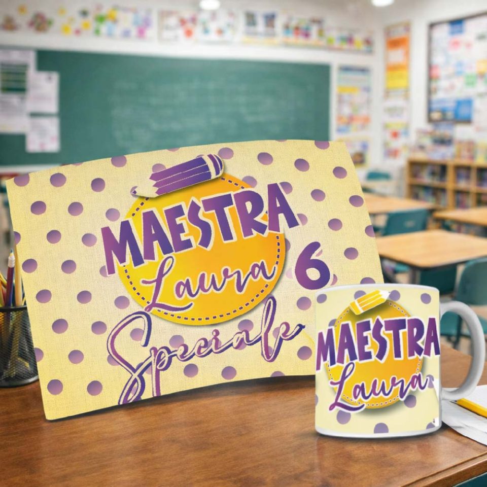 Kit Tovaglietta Tazza colazione Personalizzato ''6 SPECIALE'' idea regalo di classe fine anno scolastico Maestra asilo nido, scuola materna, elementare infanzia e primaria