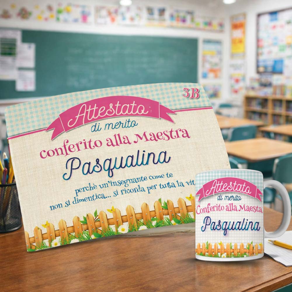 KIT COLAZIONE MAESTRA ''ATTESTATO DI MERITO''
