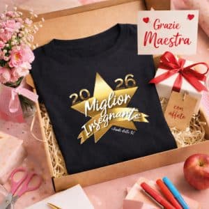 T-SHIRT MAESTRA NERA''MIGLIOR INSEGNANTE''