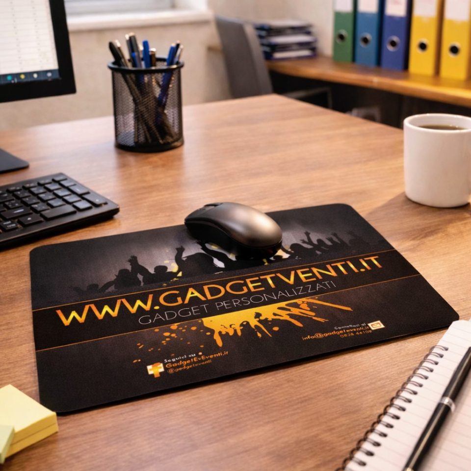 Mousepad Personalizzato con Logo, Foto e Testo – Antiscivolo per Ufficio e Gaming (Tondo, Cuore, Rettangolare)