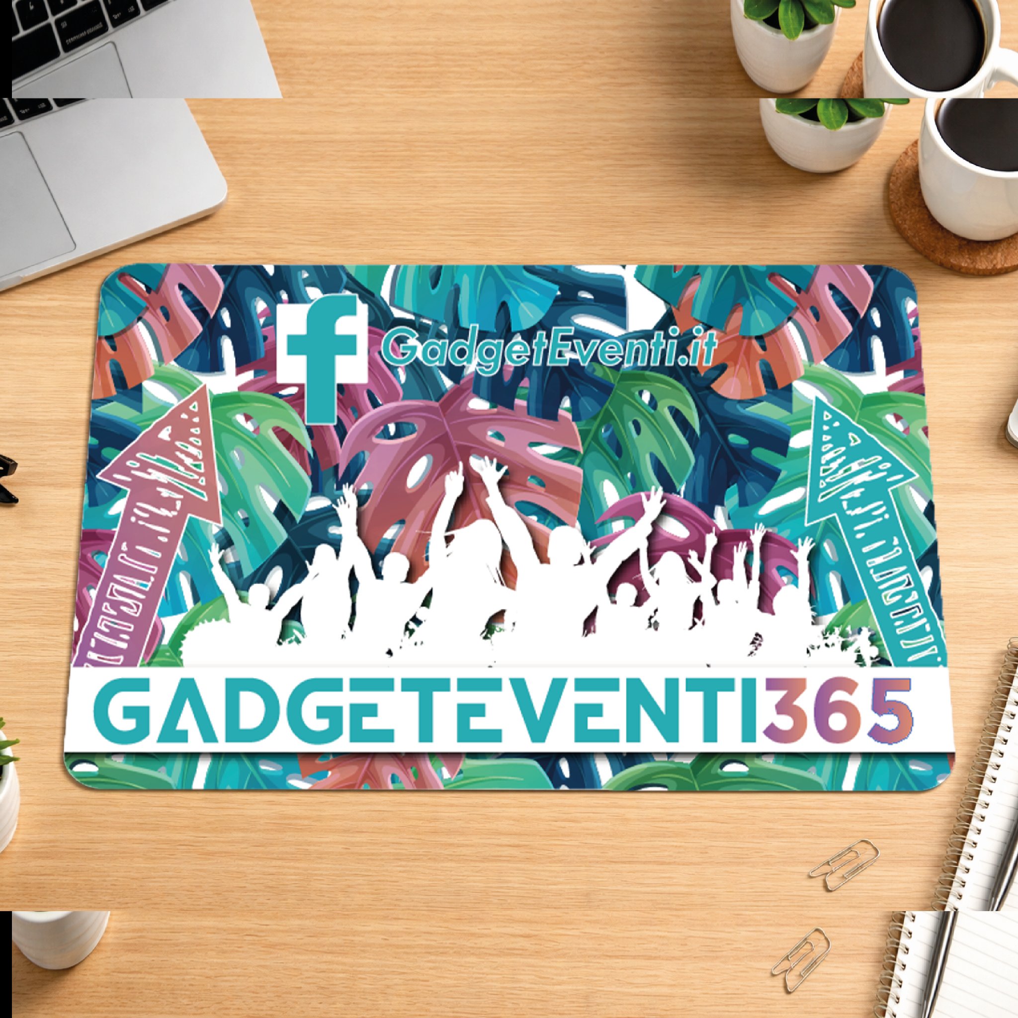 Mousepad sottomano da tavolo personalizzato con logo e testo in tessuto poliestere con fondo in gomma antiscivolo