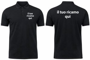 Polo uomo personalizzata con logo ricamato fronte e retro in cotone piqué