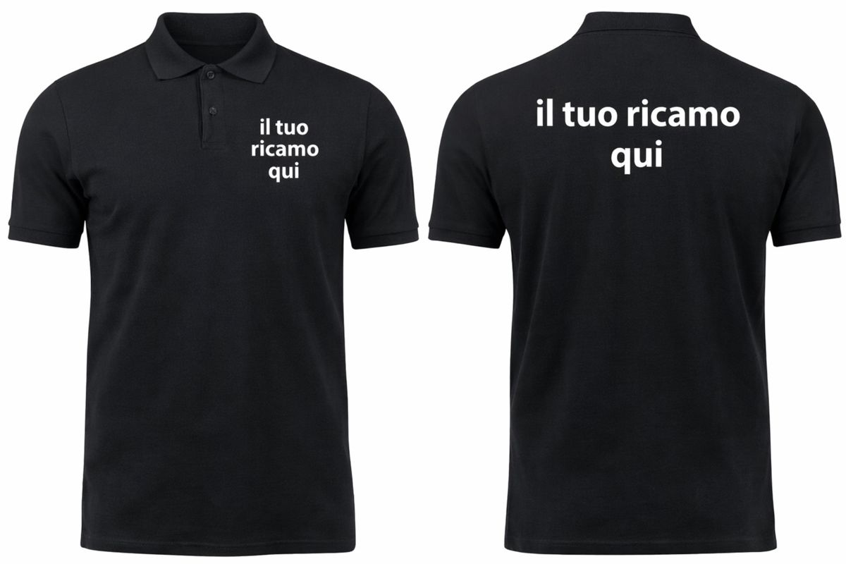 Polo uomo personalizzata con logo ricamato fronte e retro in cotone piqué