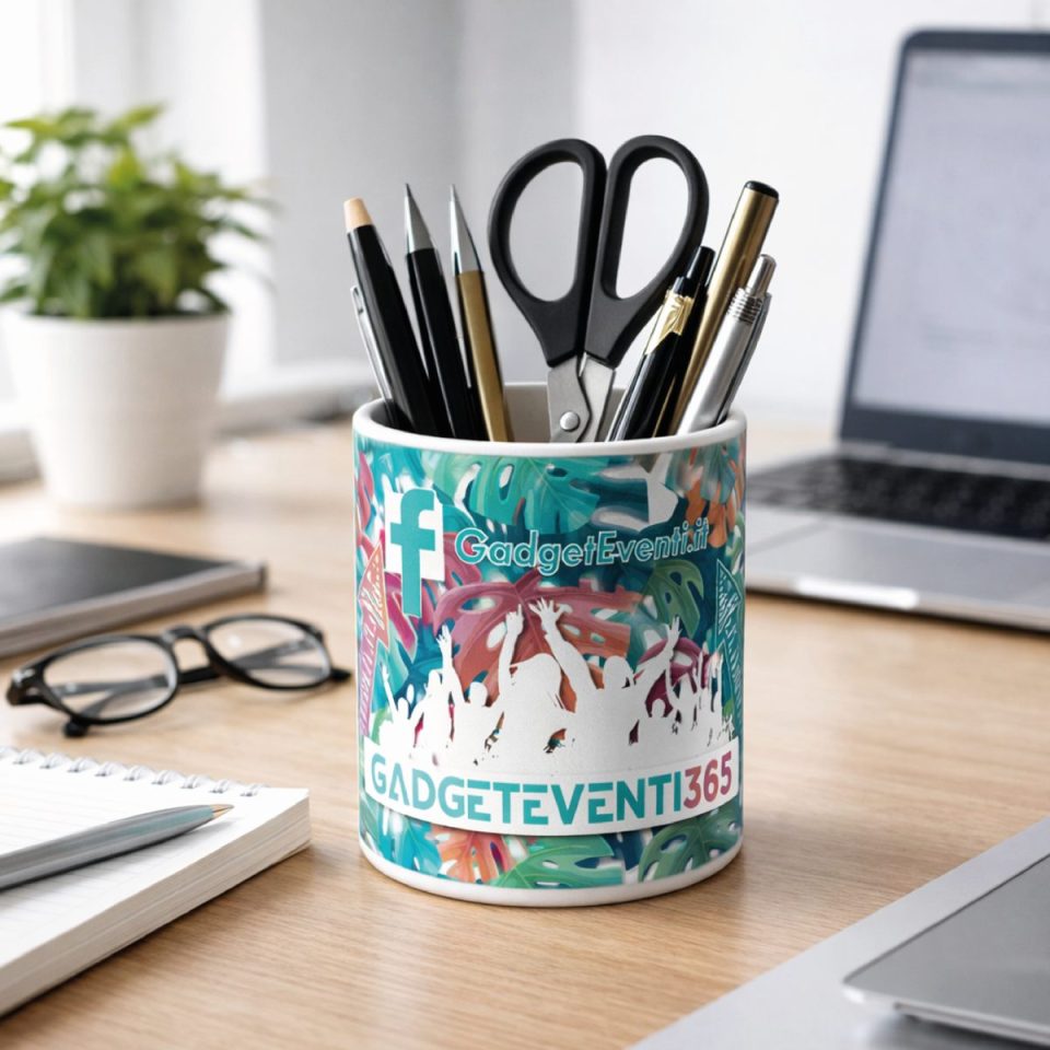 Portapenne in Ceramica Personalizzato con Logo – Porta Penne Ufficio Elegante e Gadget Aziendale