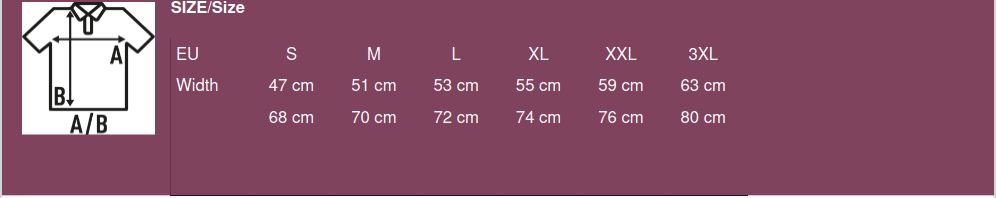 Tabella taglie polo uomo cotone piqué misure S M L XL XXL 3XL