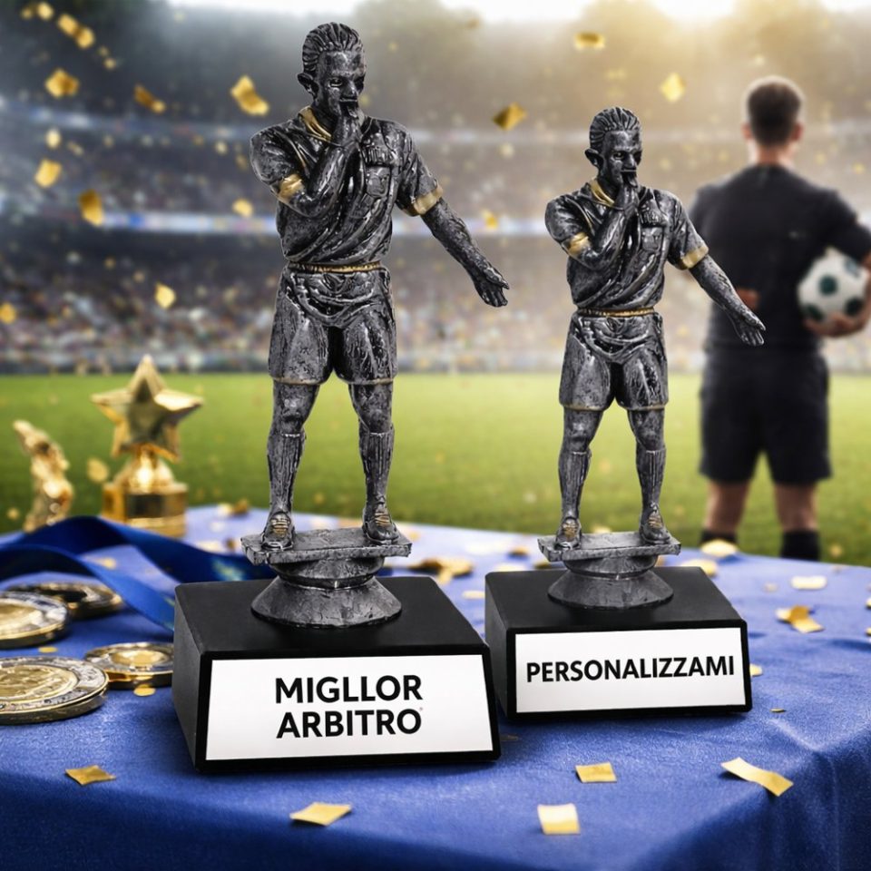 Trofeo arbitro torneo 2026 personalizzato con targhetta