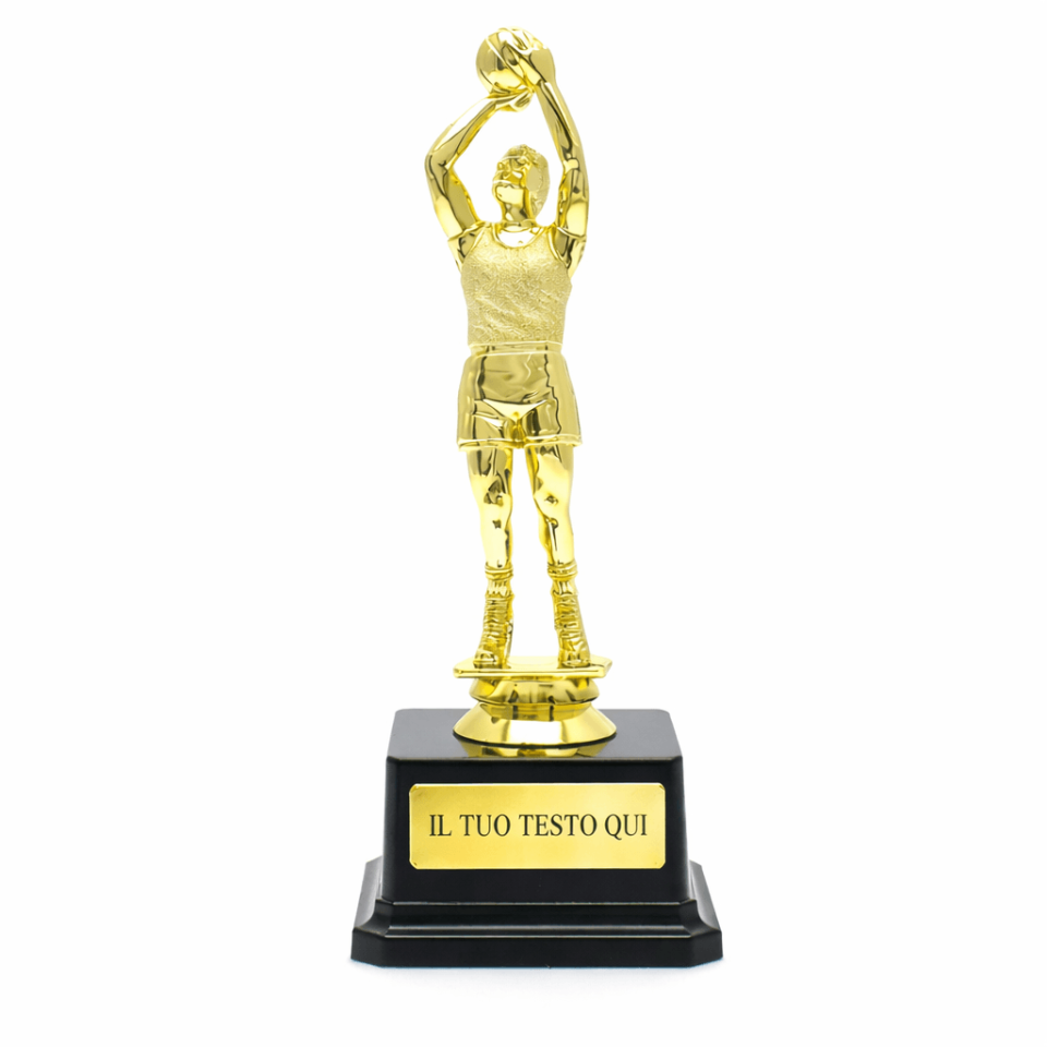 Trofeo Basket 21 cm Oro Personalizzato con Targhetta | Coppa Basket Premiazioni