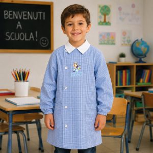 GREMBIULE BIMBO QUADRETTI AZZURRI ''BLUEY''